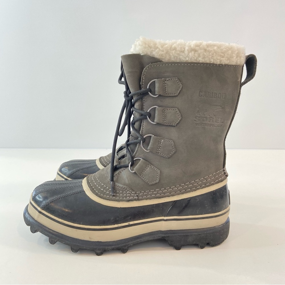 Sorel men Caribou style winter boots lace up shearling top warm lining size 10